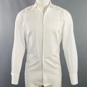 SUITSUPPLY Size S White Cotton Pleated French Cuffs Tuxedo Long Sleeve Shirt
